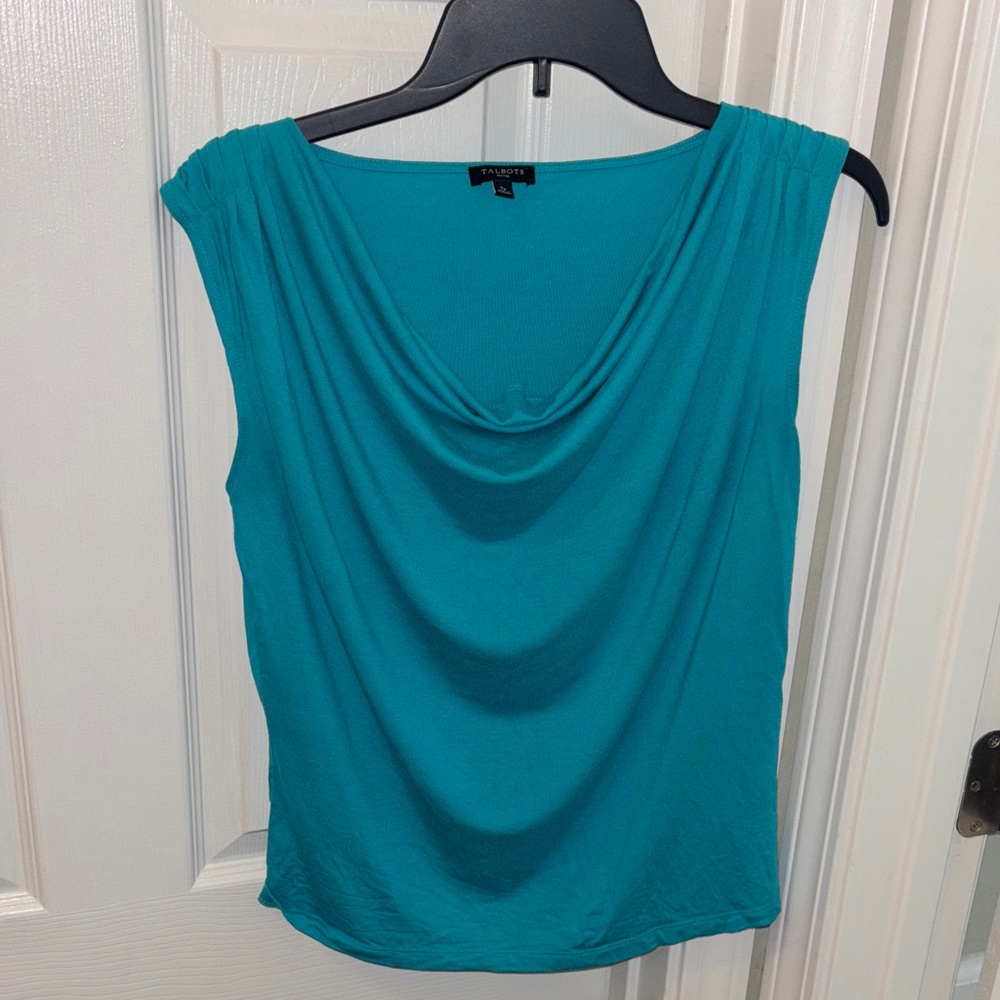 Talbots Turquoise Drape Neck Blouse